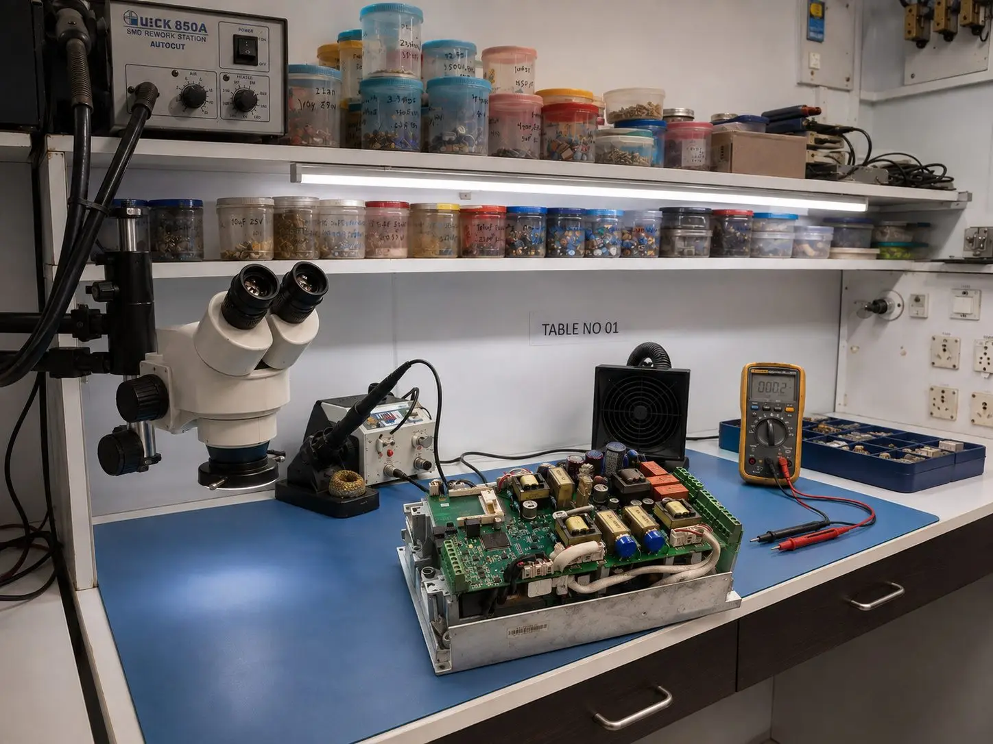 Control board repair under the microscope