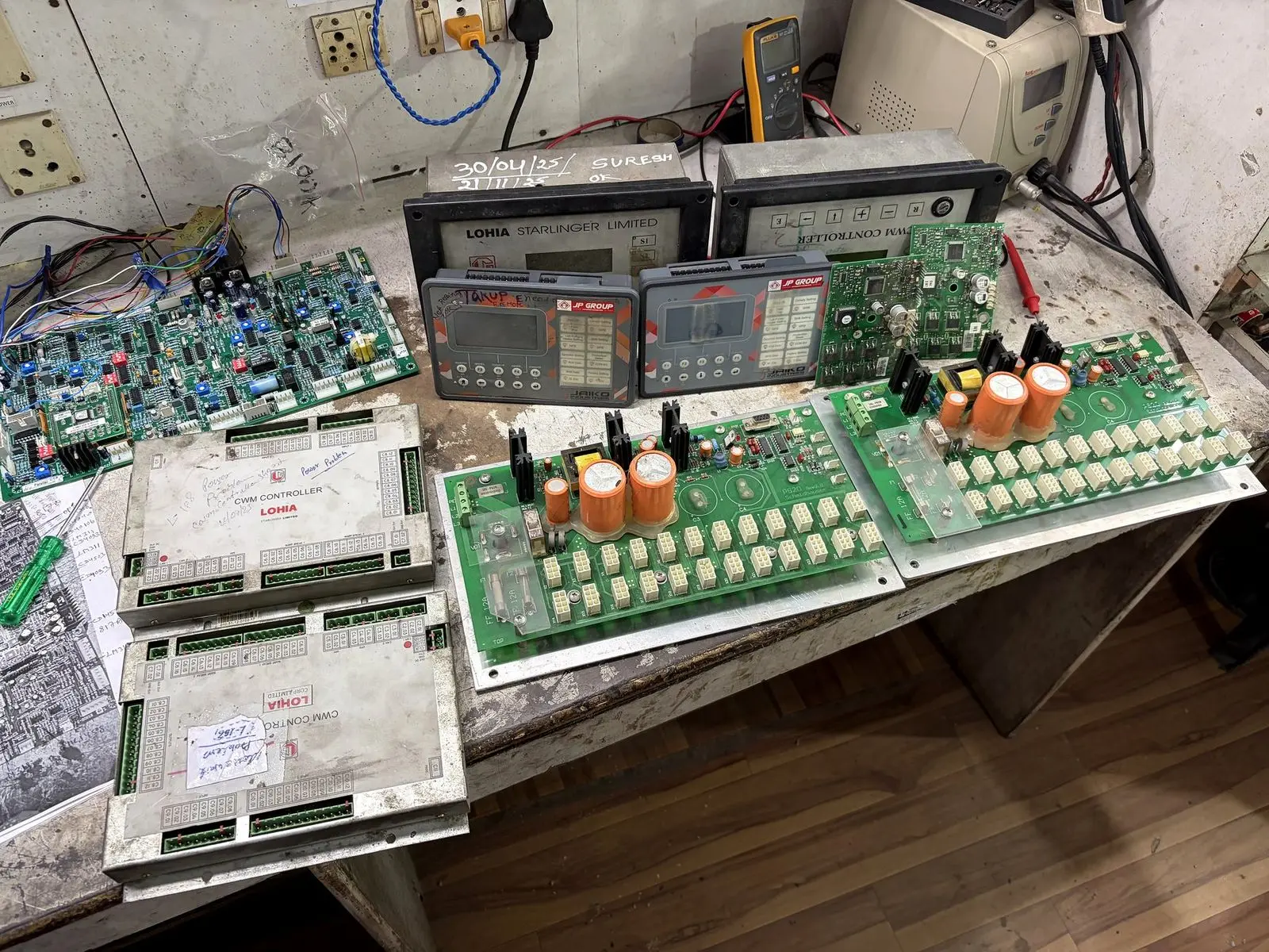 Control boards under repair